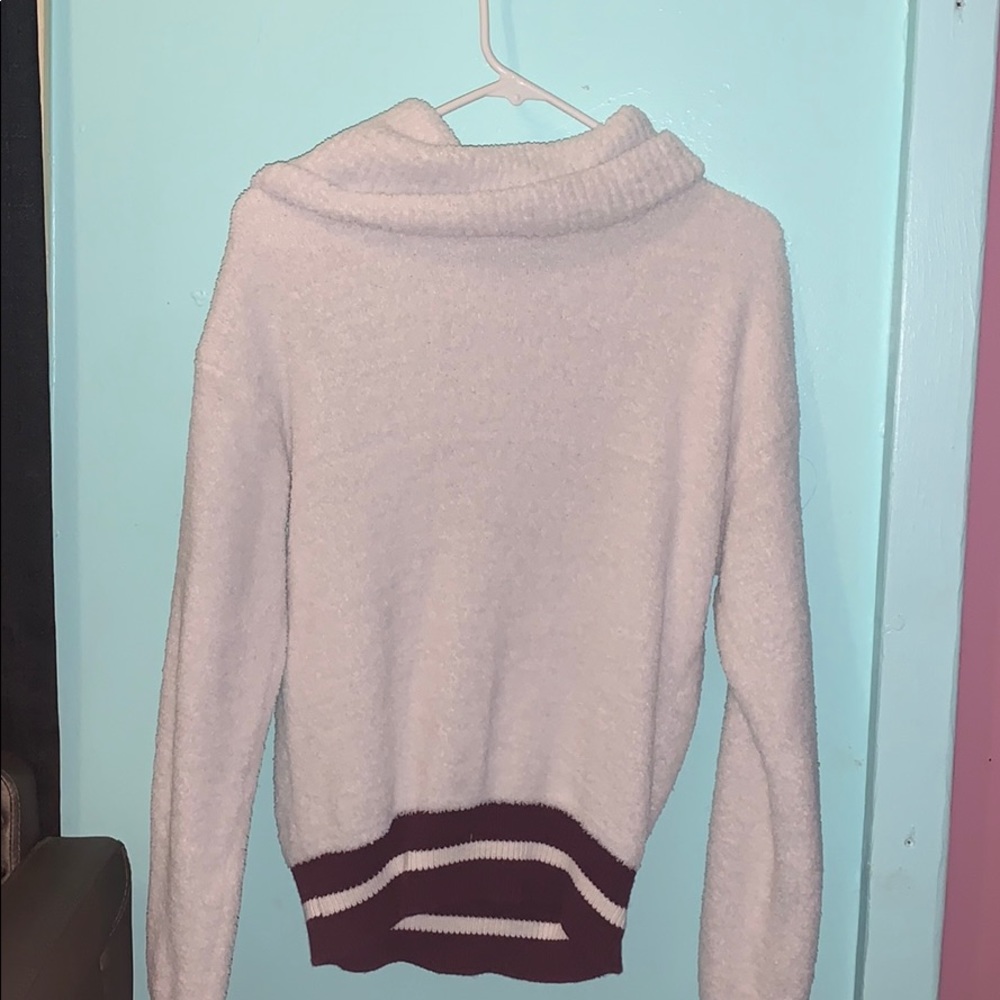 Soft  white and maroon sweater